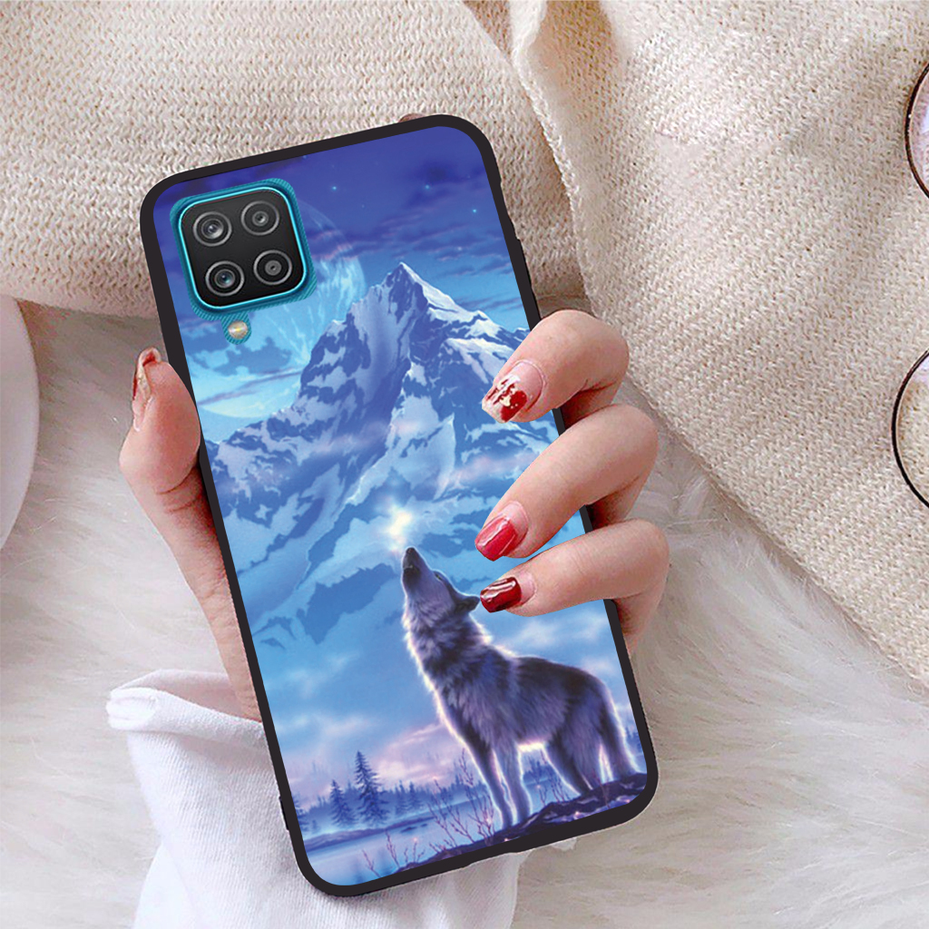 Ốp lưng iCase dành cho Samsung Galaxy A12 viền dẻo TPU BST Sói và ánh trăng