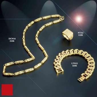 Combo trang sức nam 3 món ( Dây chuyền ống trúc + Lắc tay + Nhẫn chữ Phúc ) mạ vàng 18k cực sang chảnh