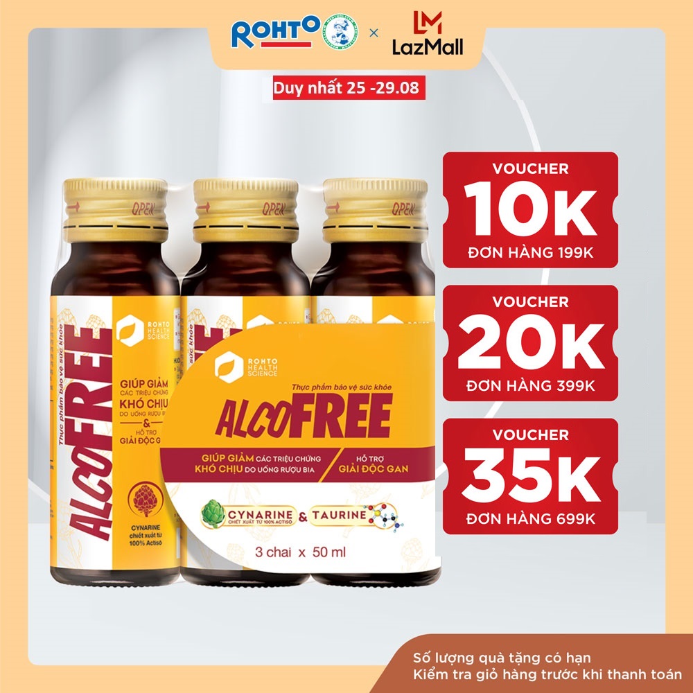 Nước uống giải rượu, thải độc gan Alcofree lốc 3 chai x 50ml