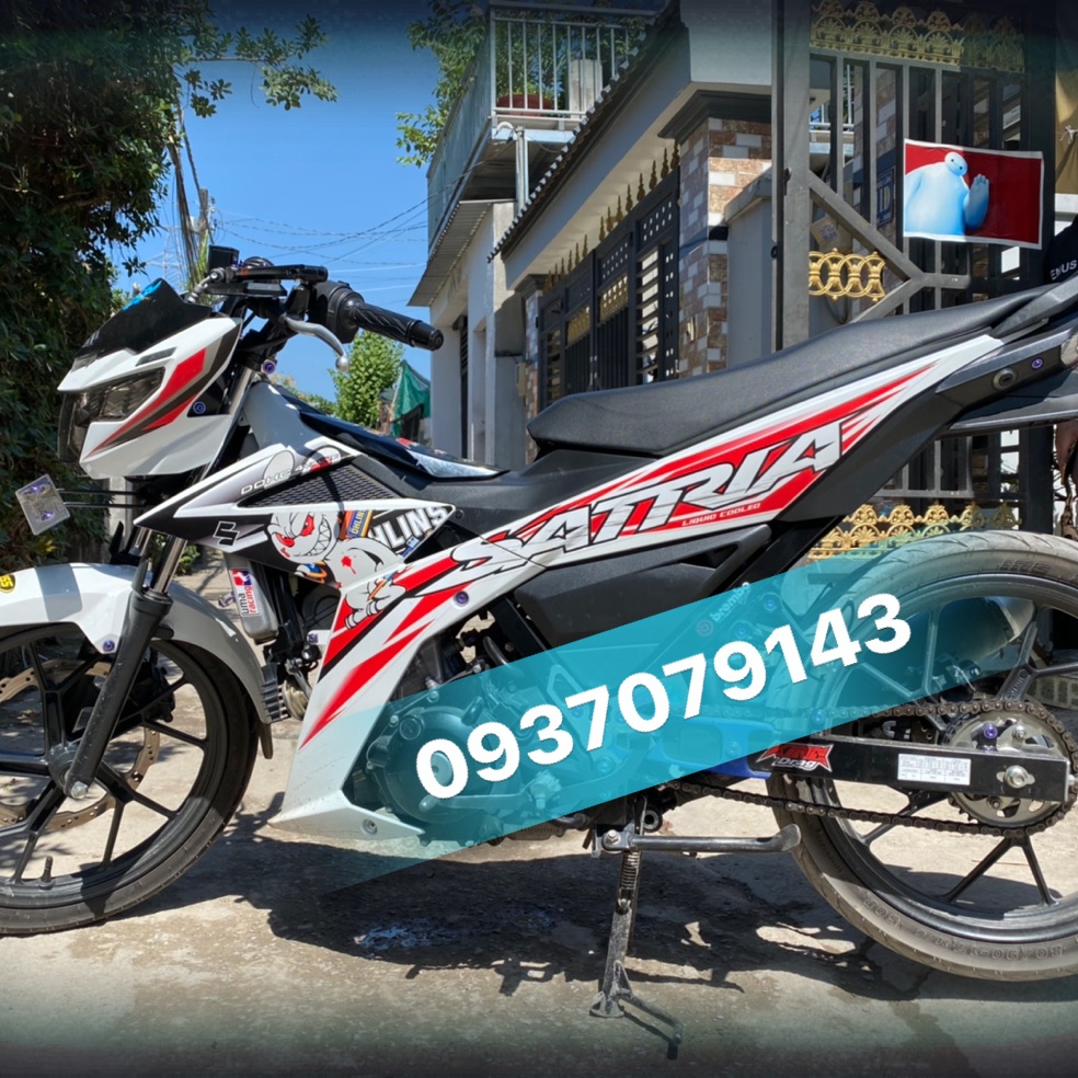 Tem rời Satria Fi thỏ dán xe trắng