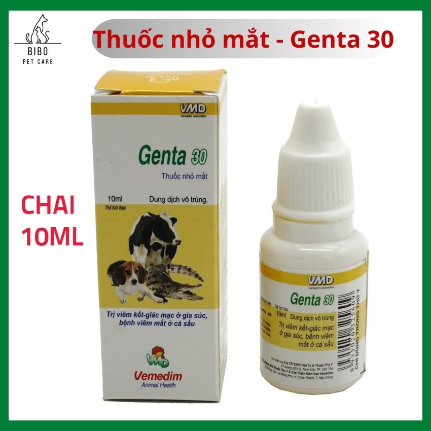 Thuốc nhỏ mắt cho chó mèo Genta 30 Vemedim giúp phòng trị các bệnh về mắt cho thú cưng chai 10ml - Bibopetcare