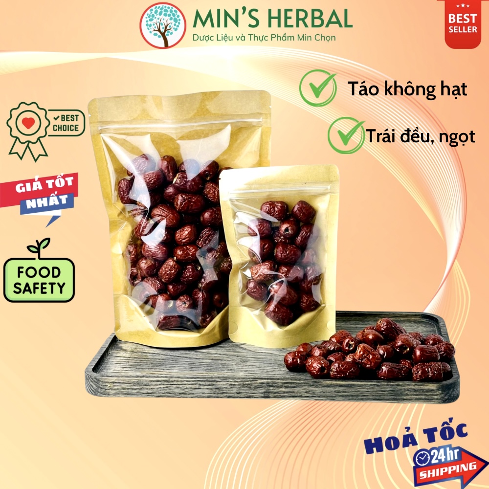 Táo tàu đỏ không hạt trái to đều, đỏ ngọt, tiện dụng túi 100g/250g