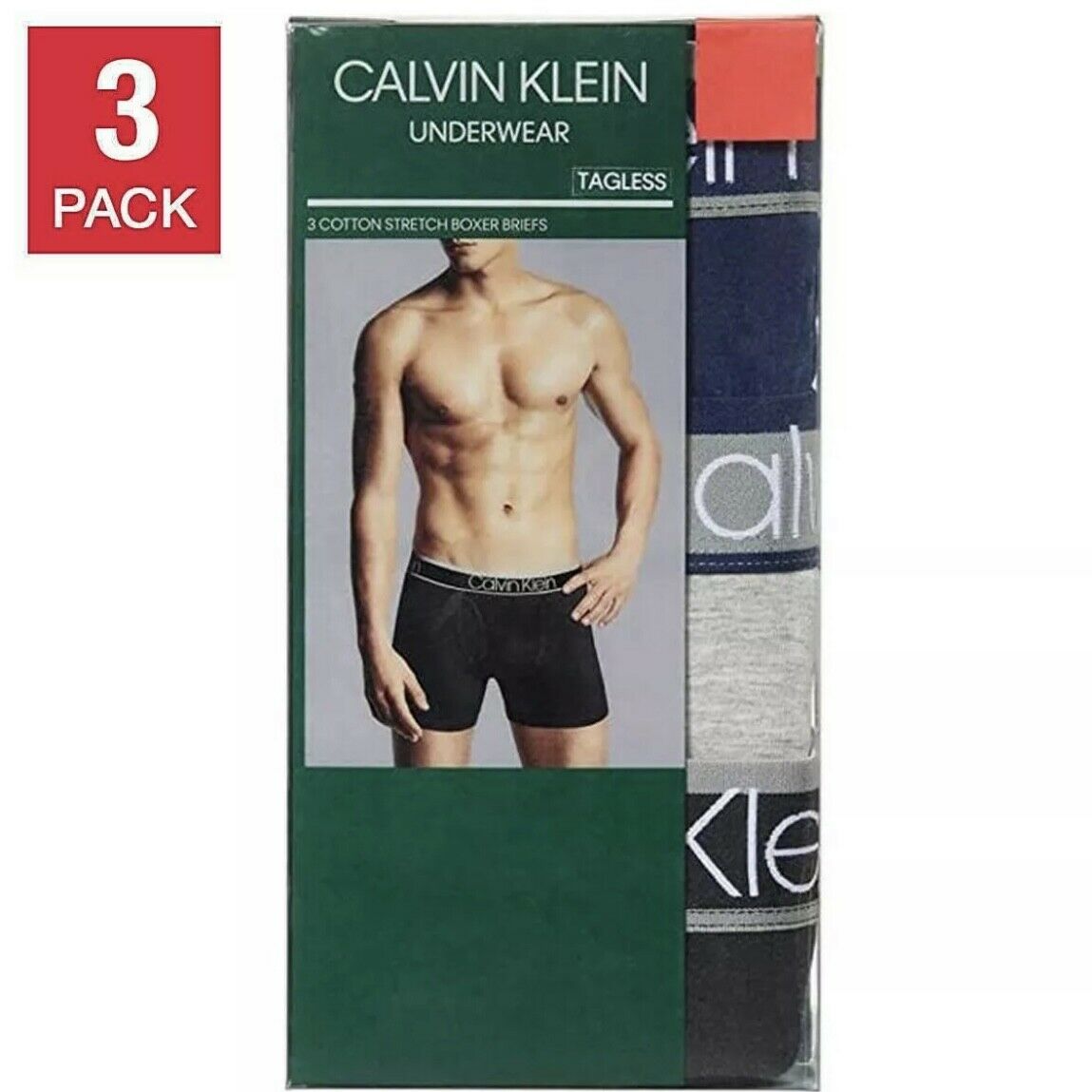 Calvin Klein Men's Cotton Stretch 3-Pack Boxer Briefs - Blue 