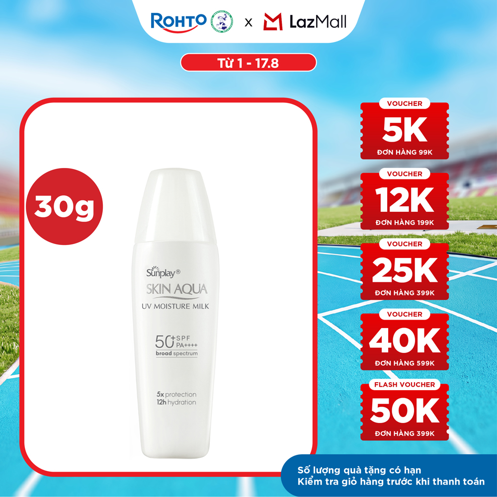 Kem chống nắng Skin Aqua dưỡng ẩm, dạng sữa dùng hàng ngày Sunplay Skin UV Moisture SPF 50, PA++++ 30g