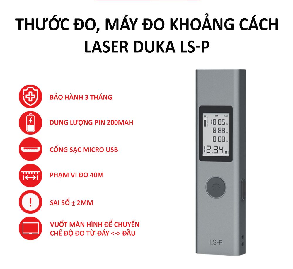 Xiaomi Duka ls-p laser distance meter 40m measurement distance