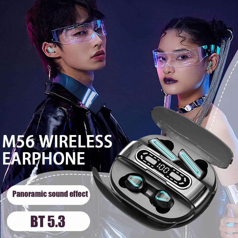 M56 TWS Bluetooth Headphones 5.3 Couple Wireless Earphones Low Latency 9D Stereo Sports Waterproof Earbuds Music Headsets New