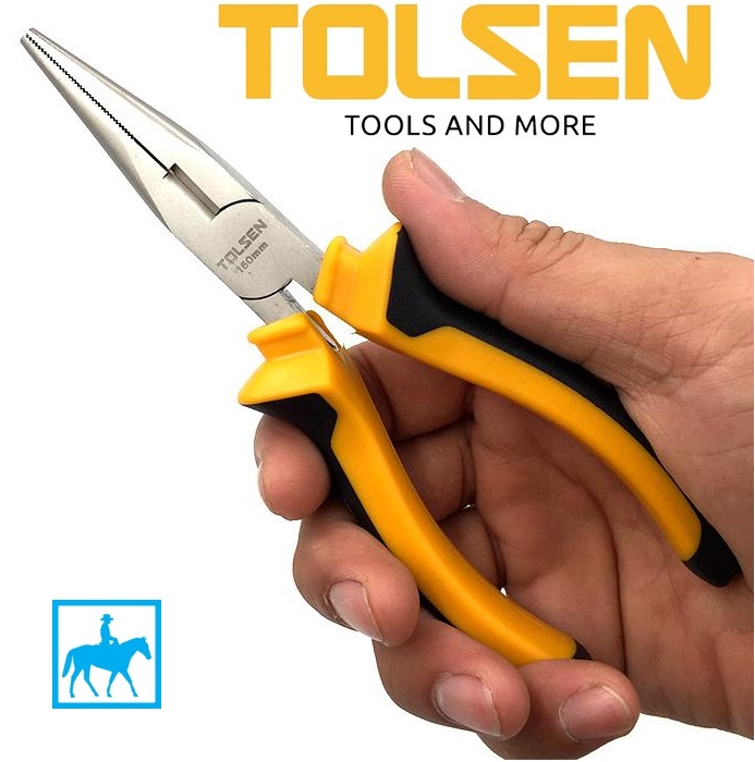 Kìm kềm cắt mỏ nhọn 6 inch 160mm long nose pliers Tolsen 10006 THT120606P