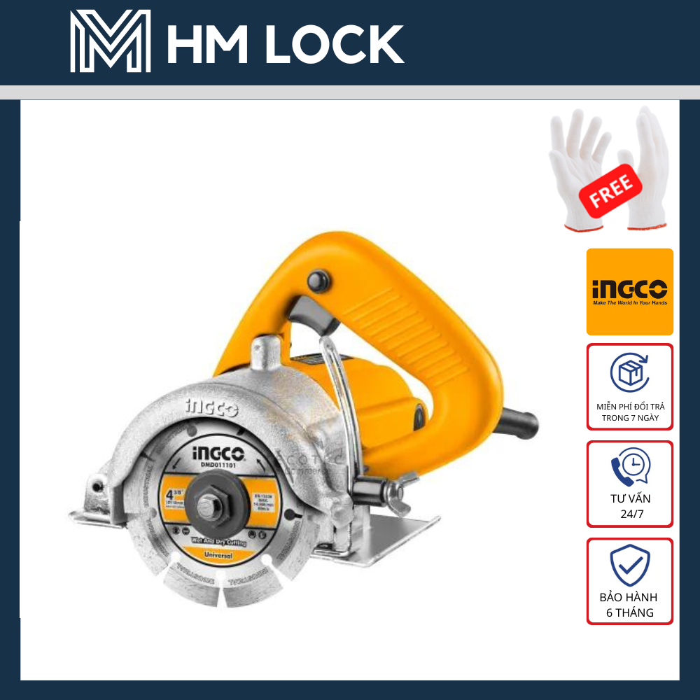 110mm máy cắt đá ingco 1400w - hàng chính hãng - mc14008 - hm lock
