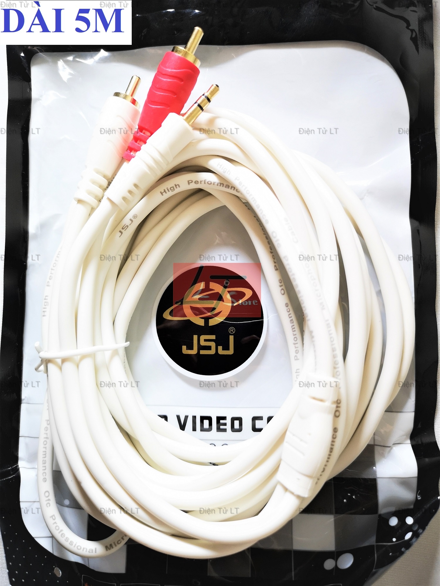 Dây cáp loa jack 3.5 ra 2 hoa sen av dài 1.8m 3m 5m 10m jsj