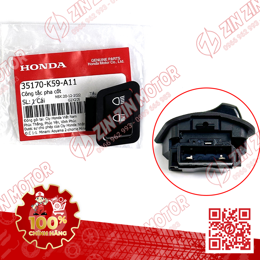 Nút Pha Cốt, Công Tắc Pha Cos AirBlade 125 2016, AB 2017 2018 2019, Vario 150 /125 2017 35170K59A11 Chính Hãng Honda