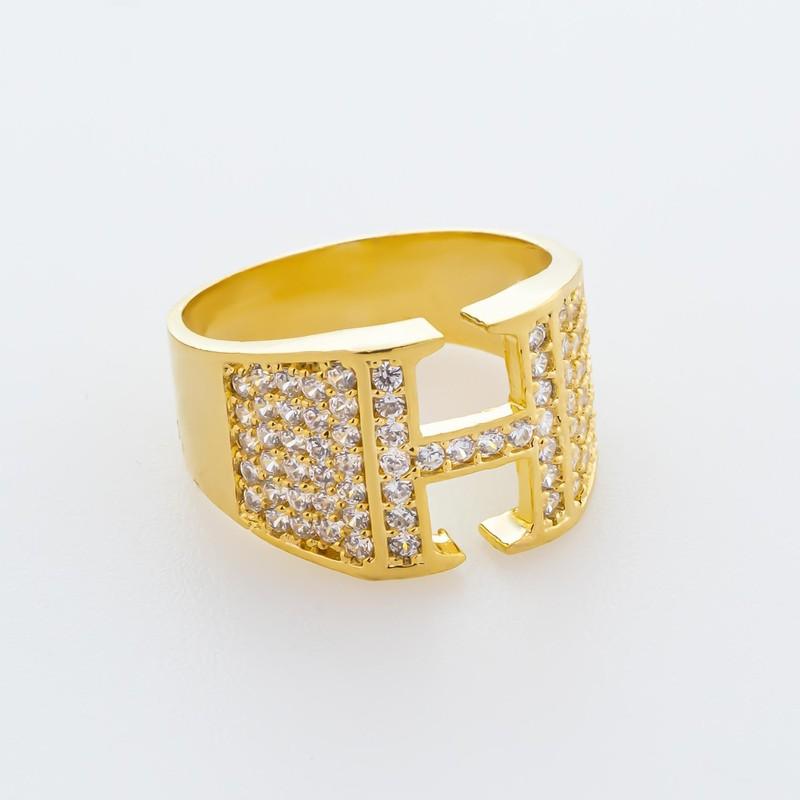 [HCM] Nhẫn nam nữ kiểu dáng hình chữ H cá tính, đính đá CZ