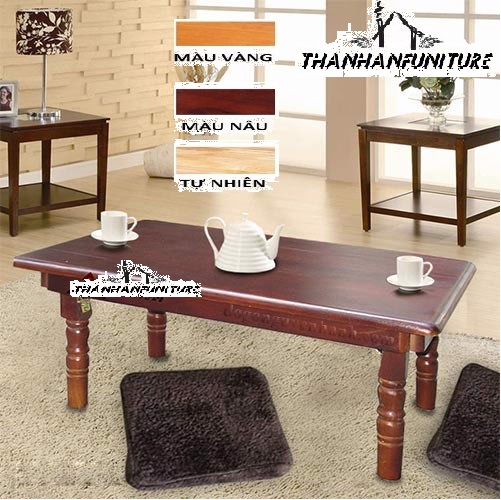 Bàn trà chân tiện xếp gọn kích thước 50x70cm gỗ cao su - Bàn ăn chân xếp Thanhanfuniture
