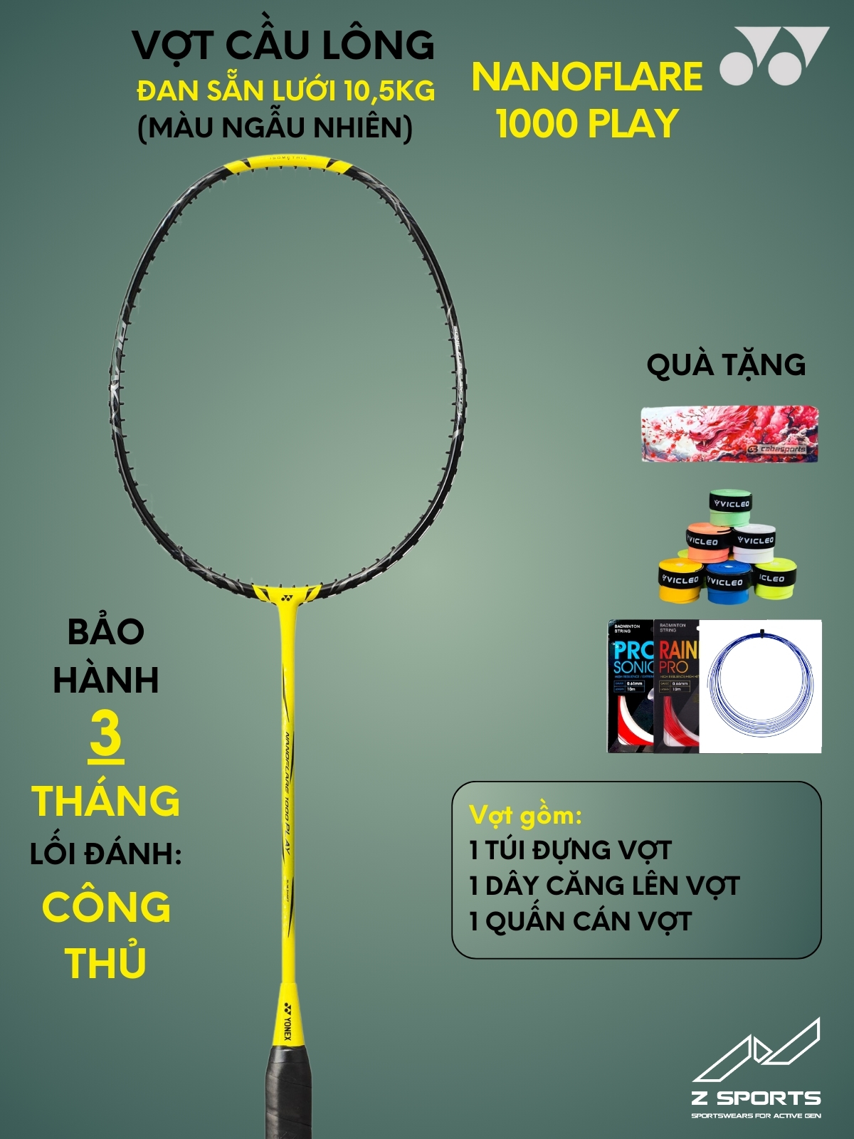 Vợt Cầu Lông Yonex Nanoflare Nextage, Arcsaber 11 Play, Nanoflare 1000 Play đã đan dây 10.5kg chuyên công bảo hành 3 tháng