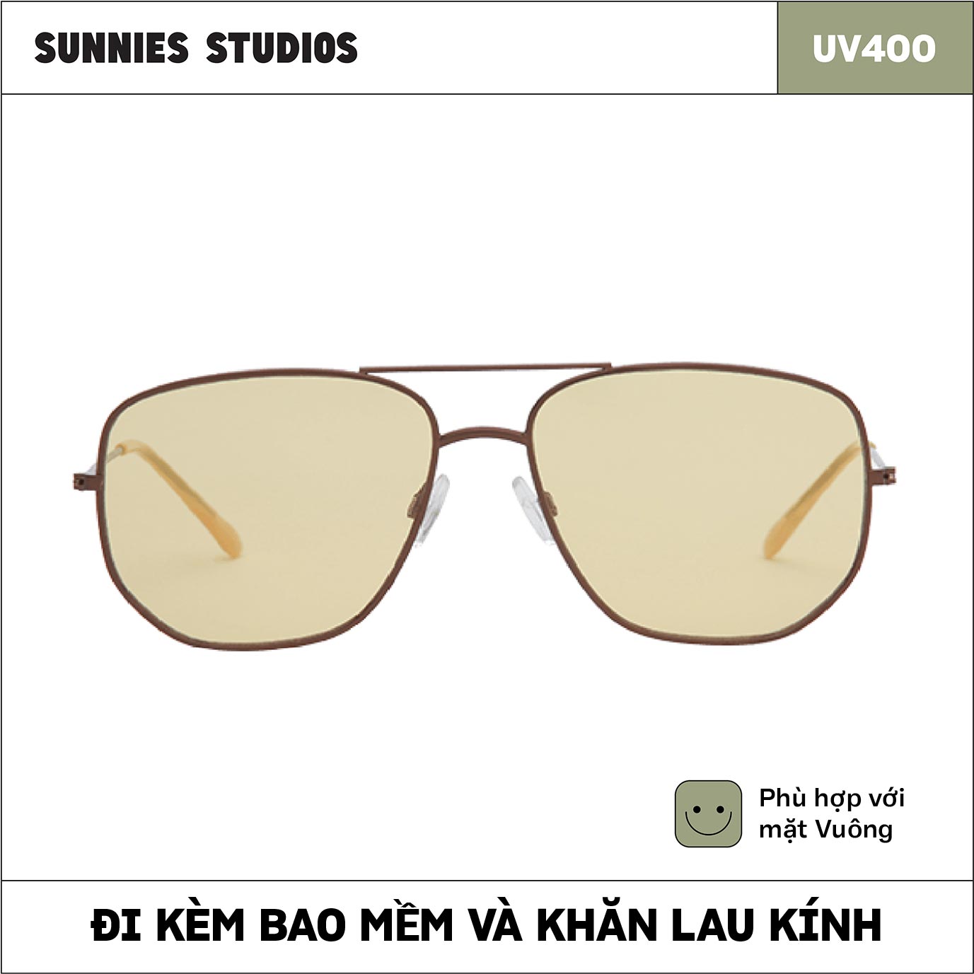 Kính mát Sunnies Studios Gọng Phi Công Dom in Flax