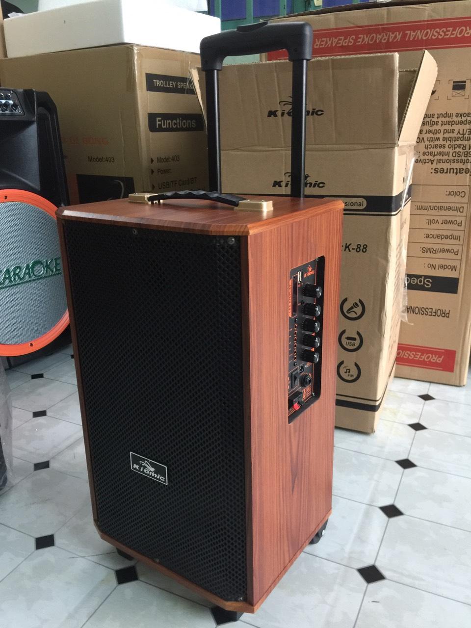 [HCM]Loa kéo Kiomic k88 thùng gỗtặng 2 mic không dây