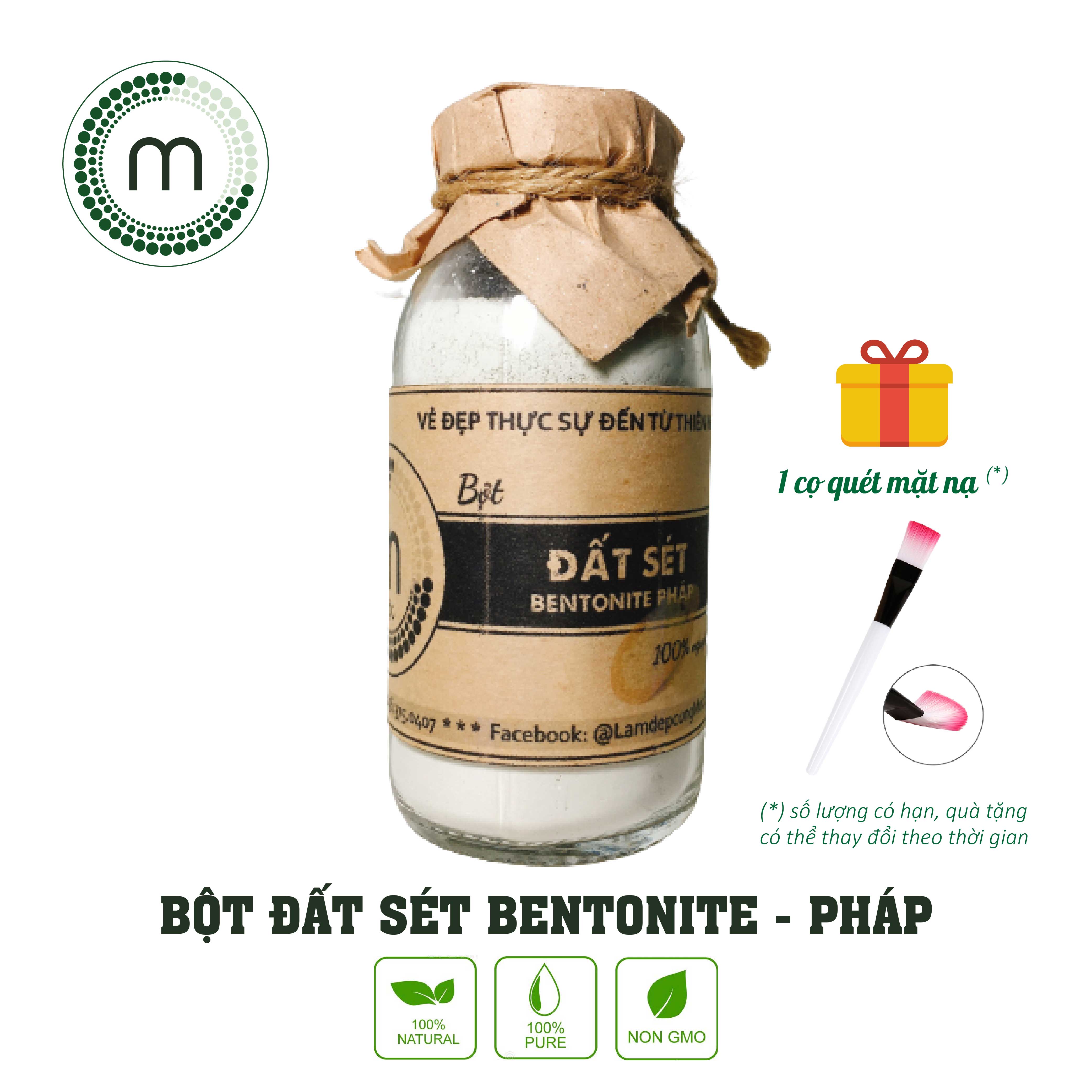 Bột Mặt Nạ Đất Sét Bentonite Pháp nguyên chất từ thiên nhiên MỘC ngăn ngừa mụn thích hợp cho da dầu 100ml chính hãng