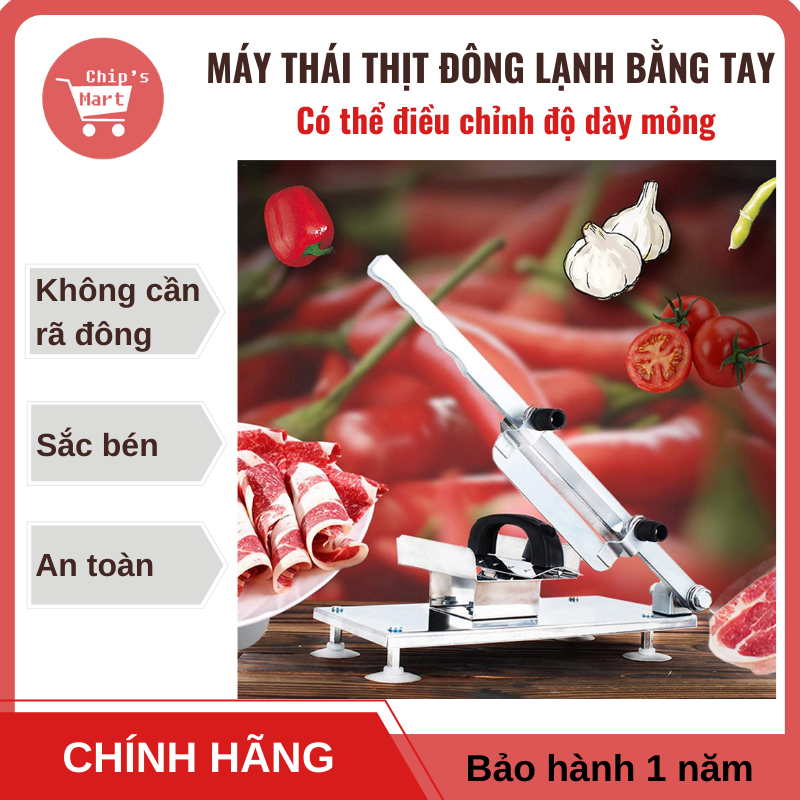 Máy Thái Thịt, Cắt Thịt Đông Lạnh Bằng Tay, Dao Cắt Thịt Bò Beefsteak, Có thể điều chỉnh độ dày, Phù hợp sử dụng trong Gia đình hay Nhà hàng, Cửa hàng thực phẩm, Toàn máy được làm bằng thép không gỉ
