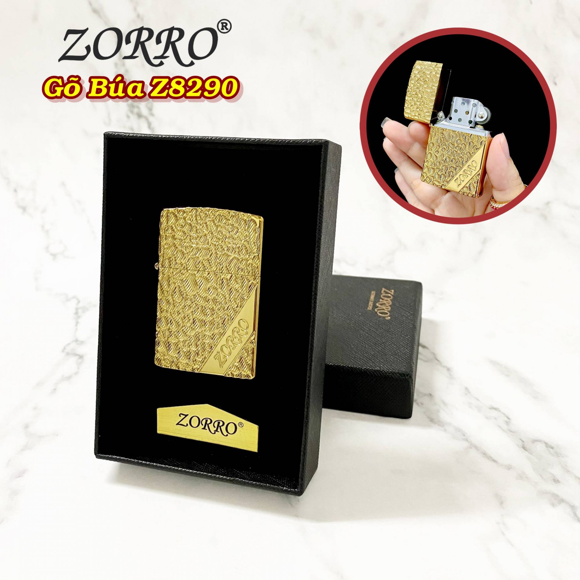 Bật lửa zippo vân gõ búa z8290