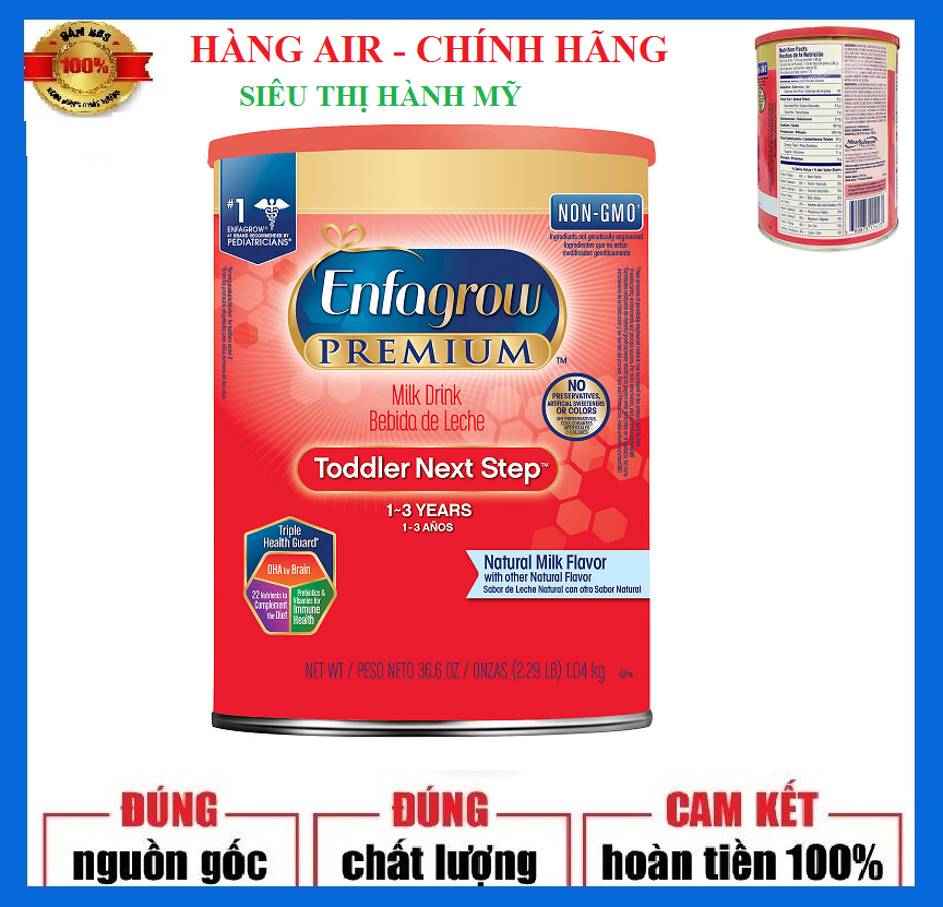 [Hàng air, Combo 3 lon] Sữa Enfagrow Premium 1.04kg Bé 1-3 Tuổi của Mỹ - Cho bé phát triển trí não, tăng cân, ngăn táo bón