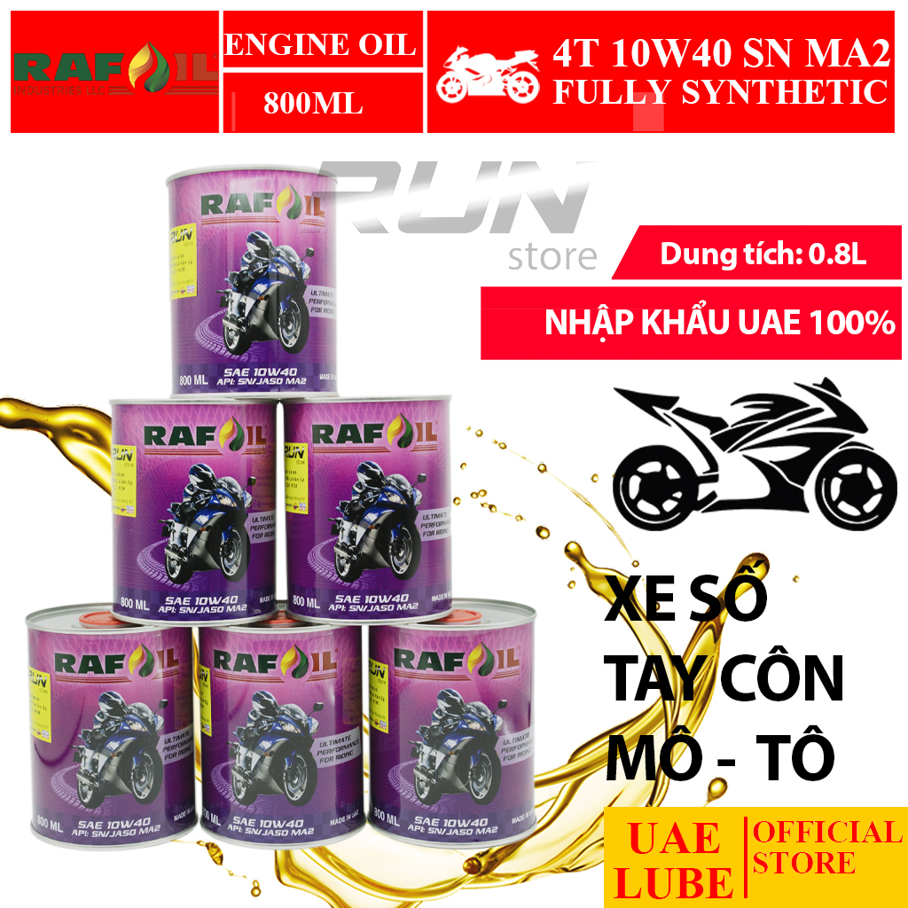 Combo 6 lon dầu động cơ xe máy tổng hợp toàn phần rafoil 10w40 800ml jaso ma2 api sn - nhớt chất lượng giá rẻ nhập khẩu từ uae