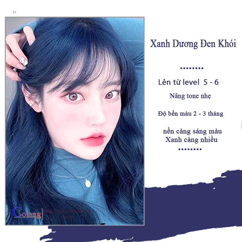 Thuốc nhuộm tóc XANH DƯƠNG ĐEN ÁNH KHÓI không tẩy sử dụng tại nhà nhiều thảo dược giá rẻ coiang88
