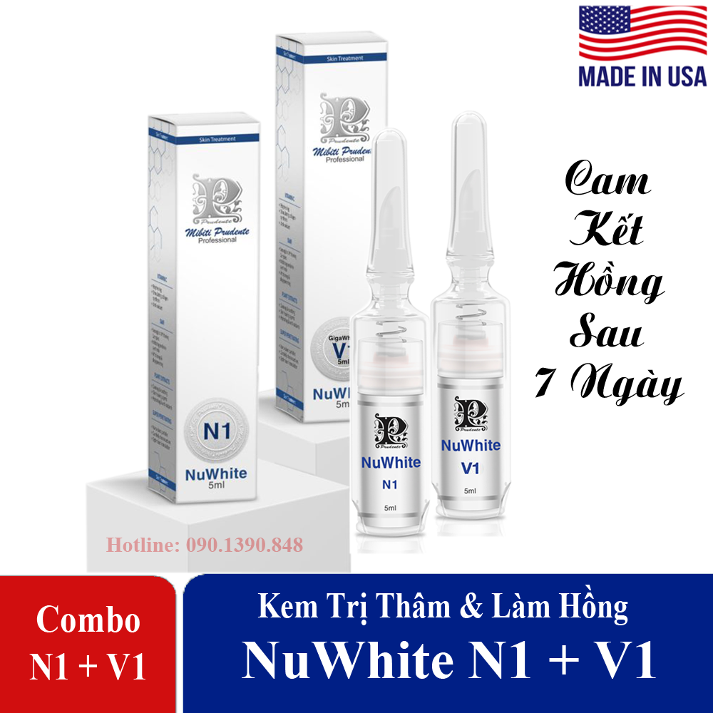 [HCM]Combo Hồng Ti NuWhite N1 + Hồng Bikini Giga White V1 [Đầu Vát-Có Tem] - Cam Kết Hồng Tự Nhiên Chỉ Sau 7 Ngày Sử Dụng