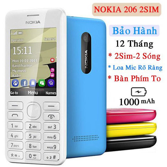 Điện thoại nokia 206 loa to,nghe gọi rõ ràng - bảo hành 12 tháng
