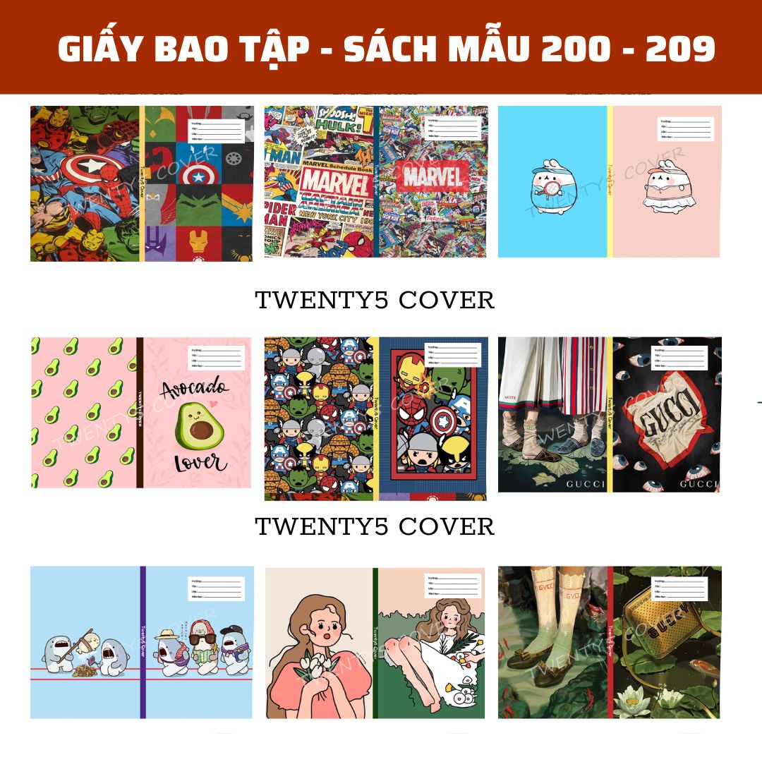 Giấy bao tập - sgk mẫu 200 - 209
