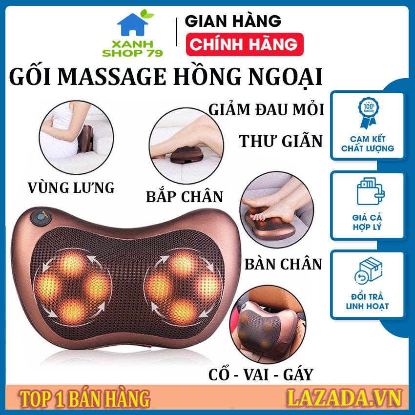 Gối Massage Cổ Vai Gáy Gối Massage Hồng Ngoại 8 Bi Cao Cấp Công Nghệ Nhật Bản Máy Massage Cổ Vai Gáy Đa Năng máy mát xa cầm tay gối mát xa cổ vai gáy may massage cổ vai gáy gối matxa cổ vai gáy Thảm Massage chân