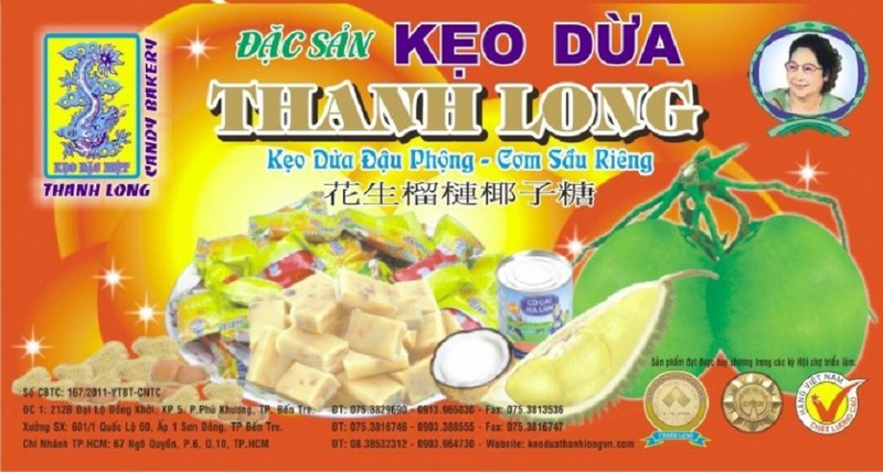Kẹo dừa đậu phộng sầu riêng thanh long loại 400gr