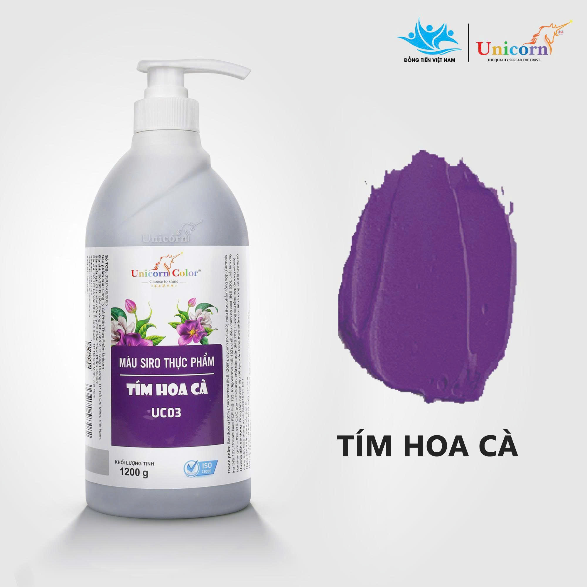 [Chai 1200g] Màu Siro Thực Phẩm Unicorn - Tím Hoa Cà