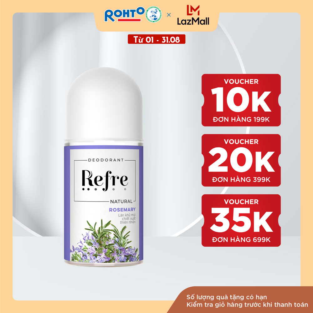 Lăn khử mùi chiết xuất thiên nhiên Refre Natural Rosemary Hương Hương Thảo 40ml