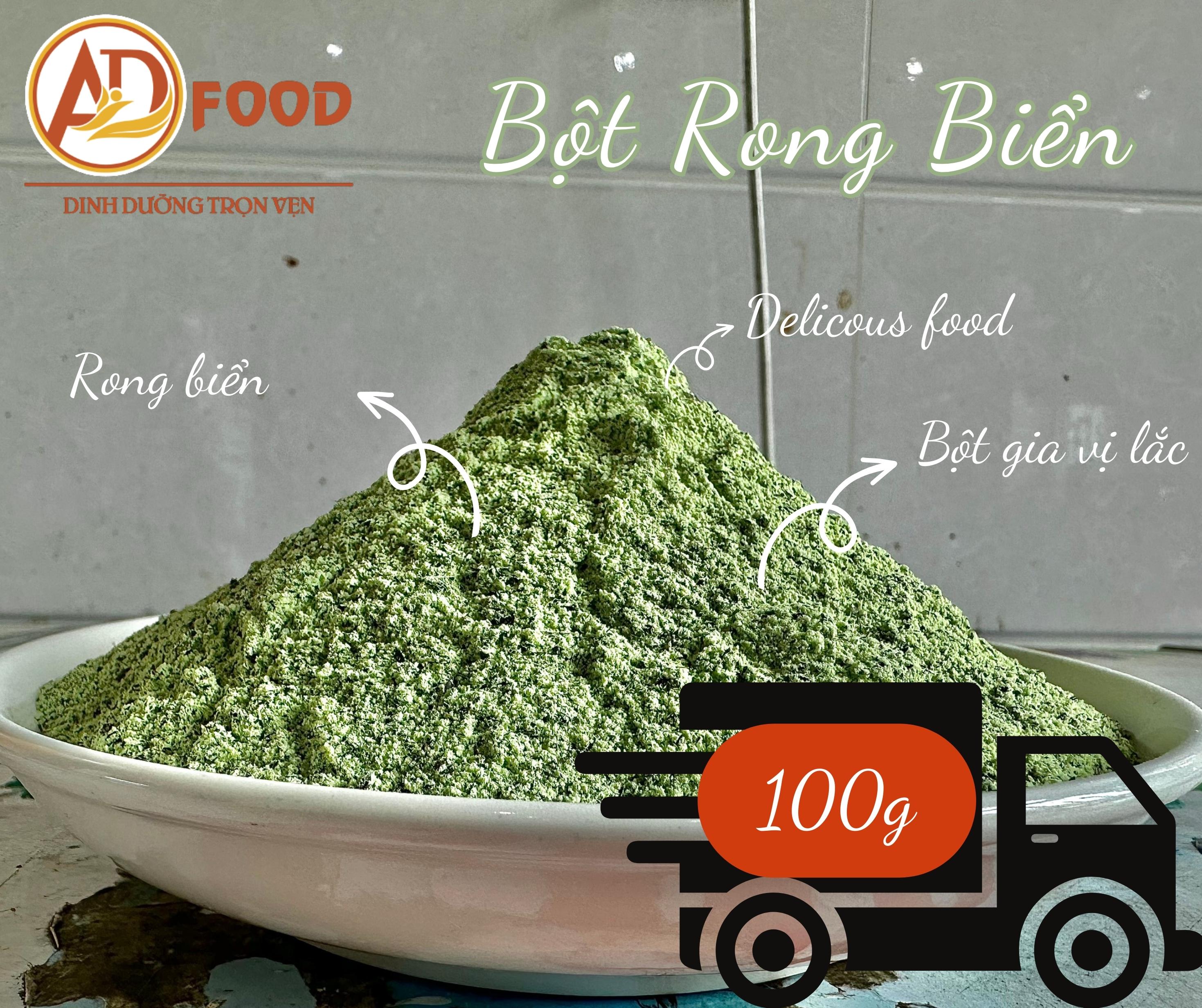 Gói 100g Bột rong biển dùng thử tiện lợi, chuyên dùng làm gia vị nêm nếm, lắc các món chiên nướng, làm soup
