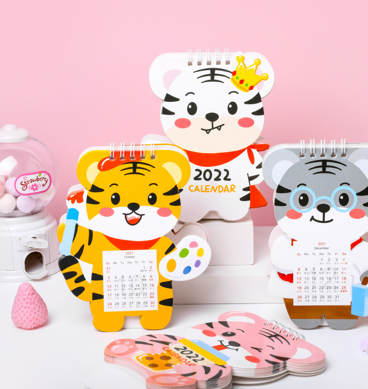 Lịch để bàn năm 2022 sắp xếp kế hoạch tiện lợi, Lịch để bàn mini 2022 họa tiết con hổ