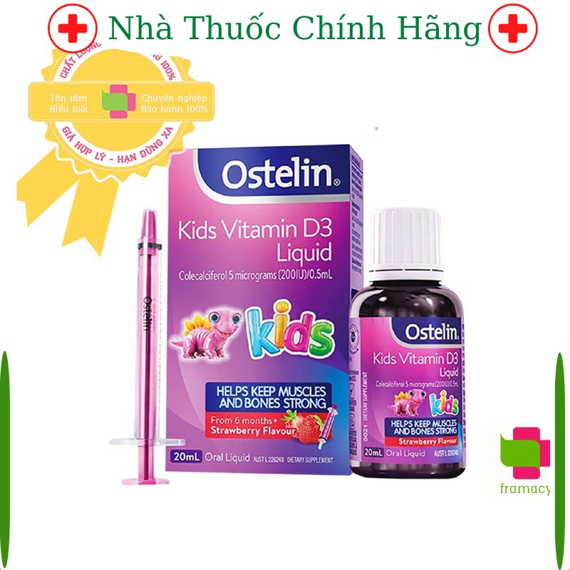 Vitamin D3 Ostelin Liquid Drops, Úc 20ml 2.4ml dạng nước giọt cho trẻ nhỏ