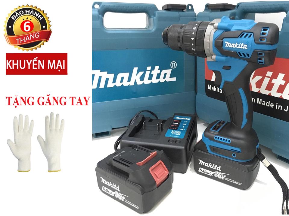Máy khoan pin Makita 36v- Động cơ không chổi than, lõi đồng 100% đầy đủ 3 chức năng ( Có lựa chọn 1 hoặc 2 Pin)