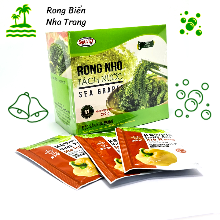 Rong nho tách nước Sea Việt hộp 220g - 11 gói + Tặng 3 gói nước xốt mè rang