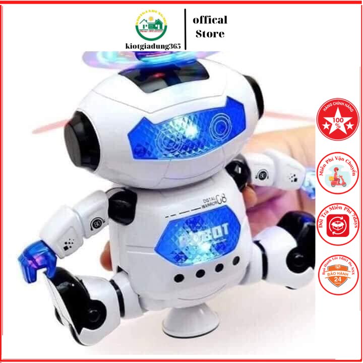Đồ chơi rô bốt phát nhạc xoay 360 độ, rô bôt xoay 360 độ, rô bốt phát nhạc