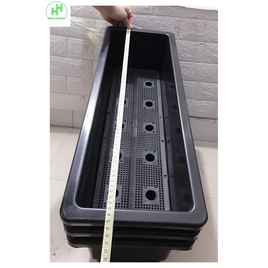 3 Chậu/ Khay/ Máng Nhựa Trồng Rau, Trồng Hoa, Cây Cảnh Kích Thước 67X24X19Cm - Màu Đen