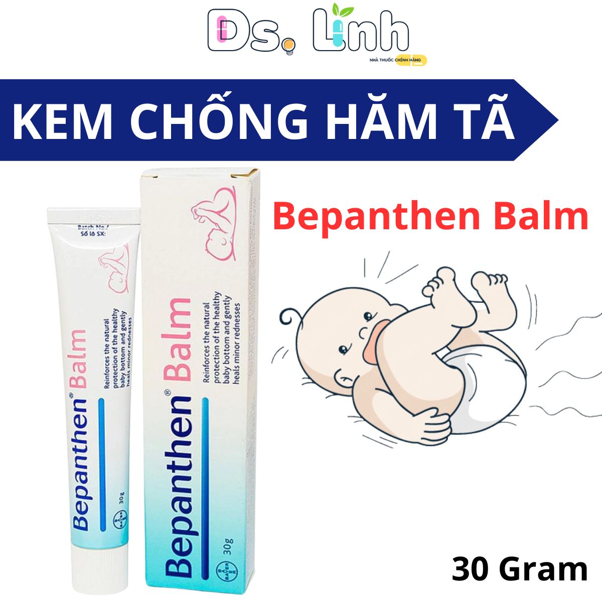 Original Bepanthen tube diaper rash relief cream 30g
