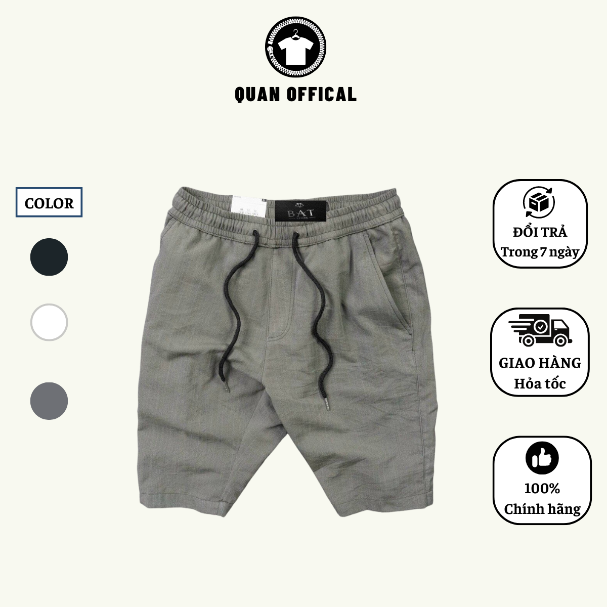 Quần short nam thể thao chất liệu đũi tự nhiên siêu nhẹ thoáng mát - qn20