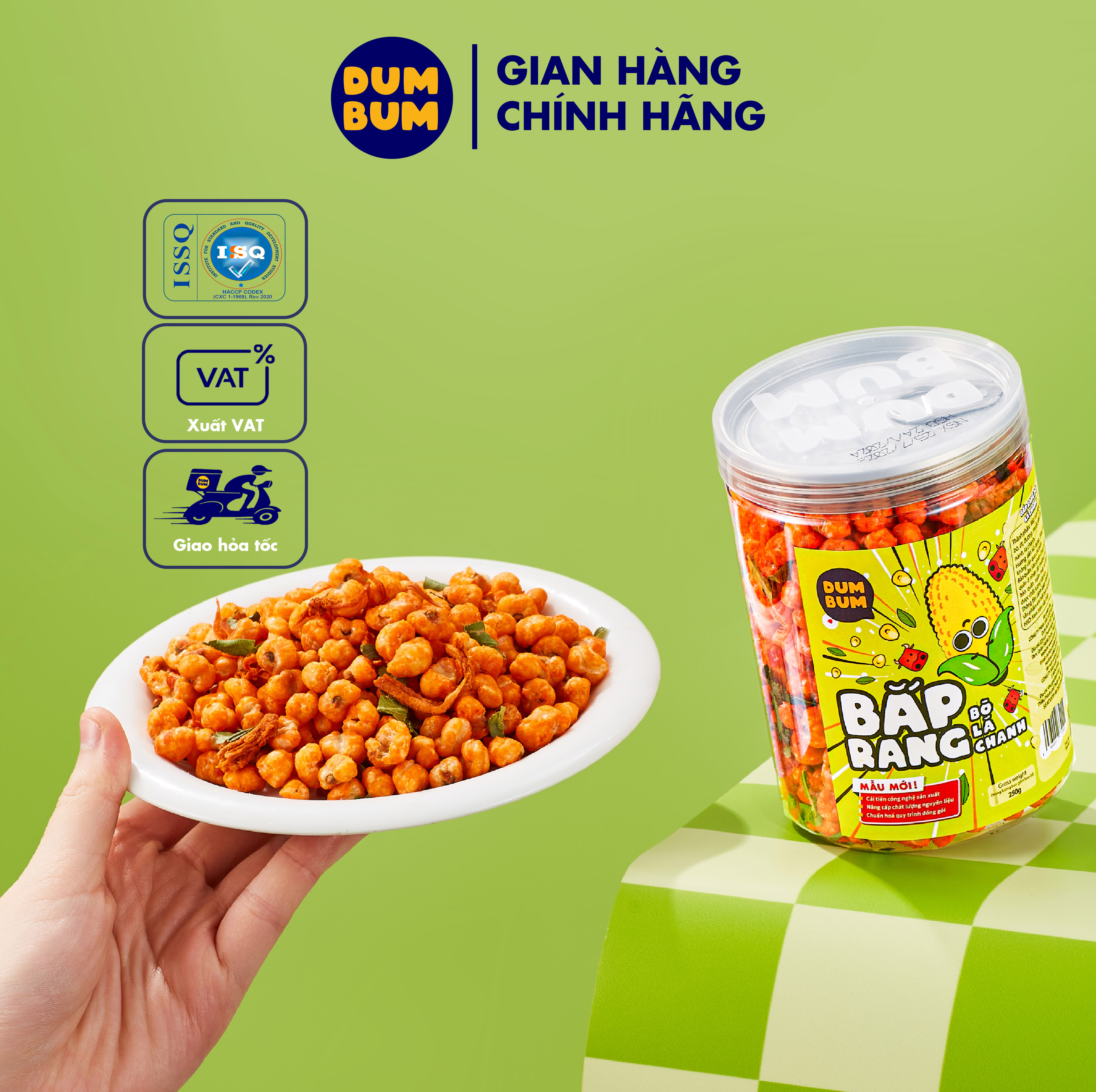 Bắp sấy giòn bò khô lá chanh 250g DumBum đồ ăn vặt Hà Nội