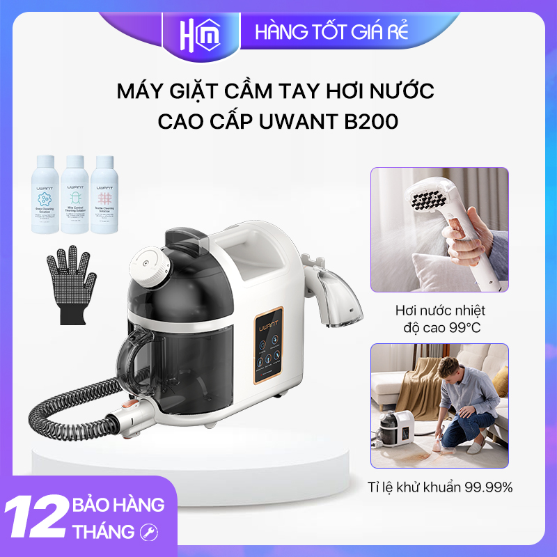 Máy giặt cầm tay đa năng uwant b200 - máy hút và giặt ủi quần áo 2 trong 1, dùng cho sof, nệm ,rèm thảm