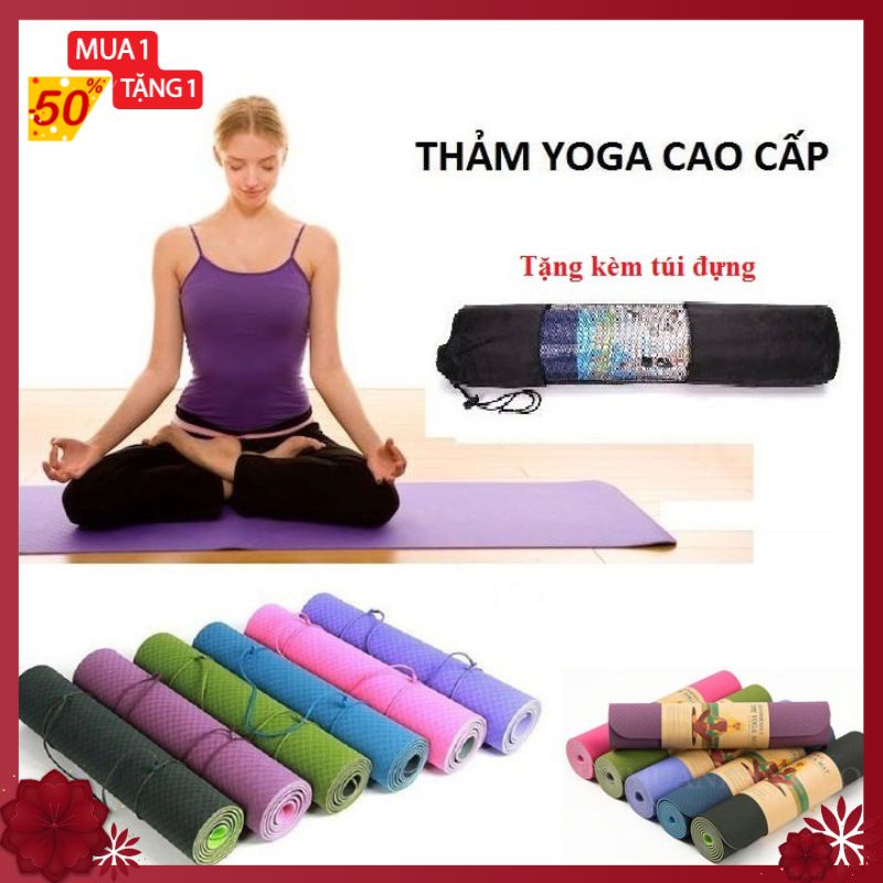 [HCM](TẶNG KÈM TÚI THẢM) THẢM YOGA 2 LỚP TPE CAO CẤP LOẠI 1 TỐT NHẤT DÀY DẶN CHỐNG TRƠN TRƯỢT