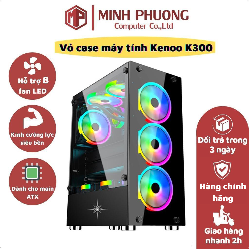 Vỏ case kenoo k300, 2 mặt kính cường lực - hàng chính hãng