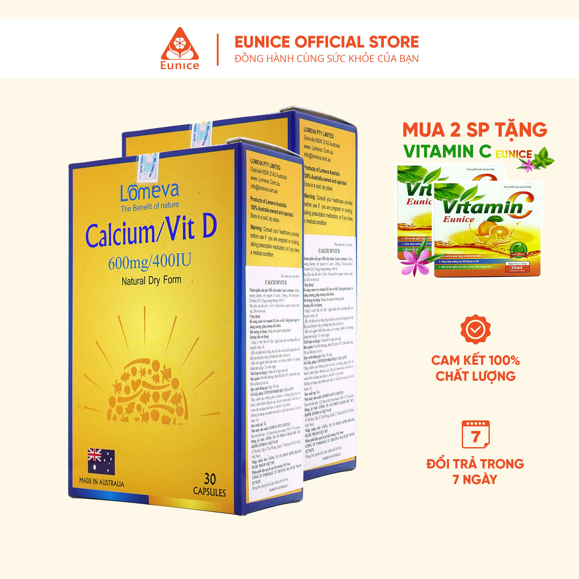 Viên uống bổ sung canxi calcium vid d lomeva - hộp 30 viên