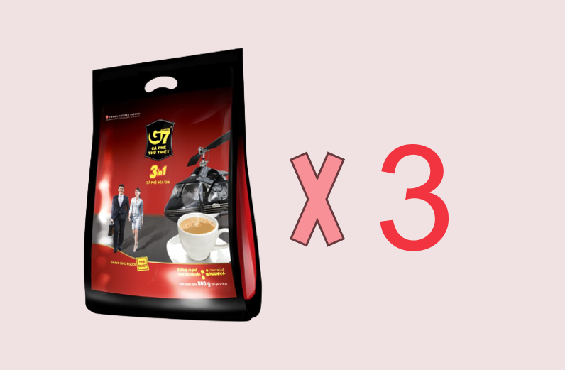 Combo 3 bịch cà phê hòa tan g7 3in1 - trung nguyên legend - bịch 50 sachets x 16gr