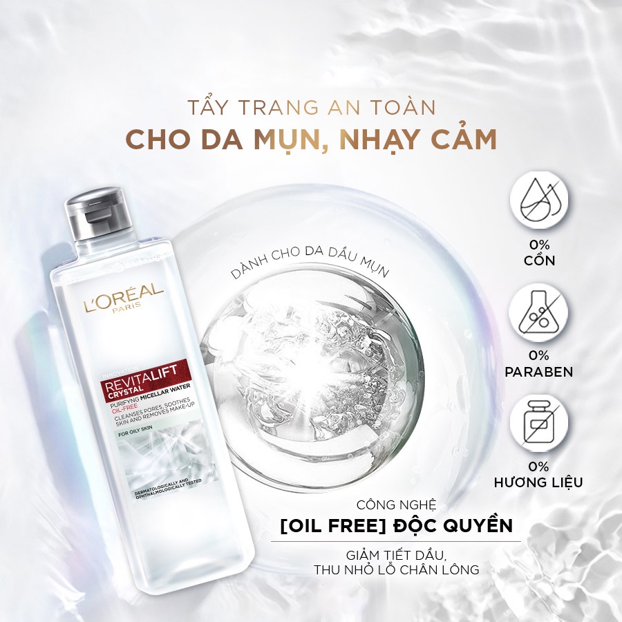 Nước Tẩy Trang Loreal Micellar Water Moisturizing Dành Cho Da Khô Và Da Thường