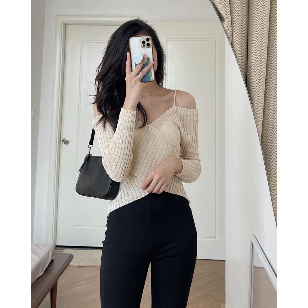 Áo len mỏng xẻ vai Celyn Clothes