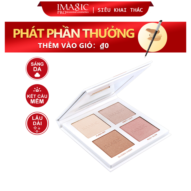 IMic Phấn Bột Highlight Bảng Màu Ánh Sáng Lung Linh Khuôn Mặt Đường Viền Làm Nổi Bật Khuôn Mặt Bronzing Trang Điểm 4 Màu Highlight